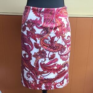 Grace Elements Red and White Paisley Pencil Skirt